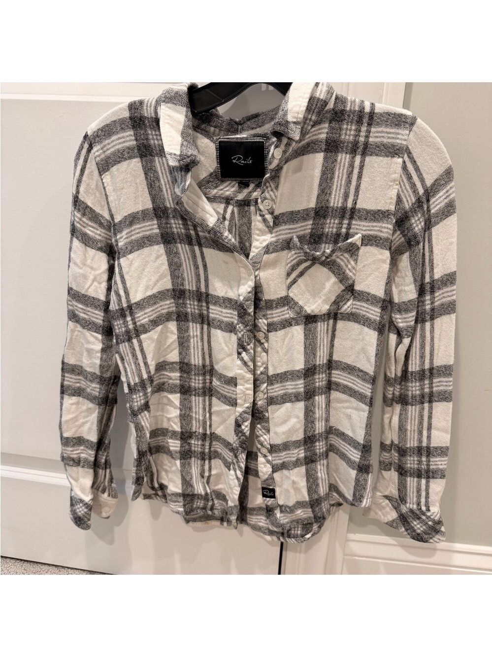 Rails Black and White Plaid Button Down Shirt
